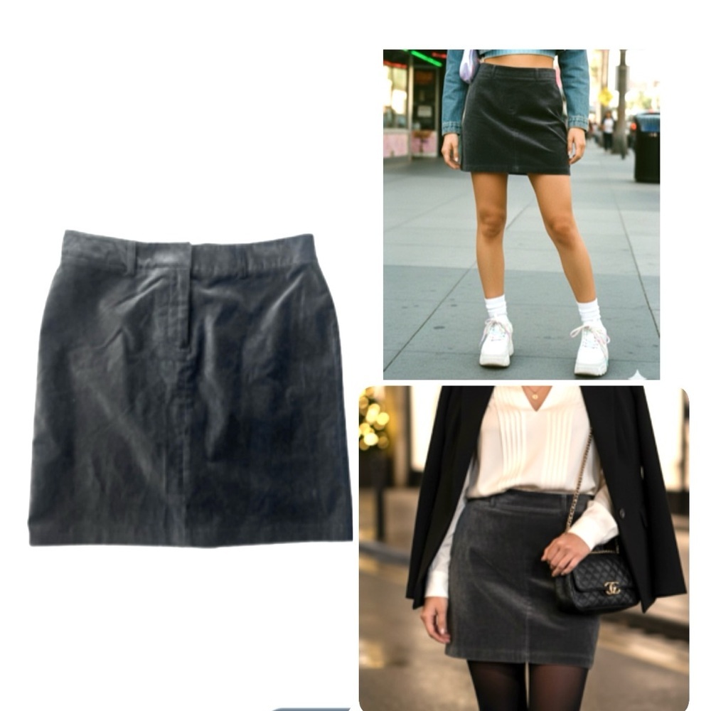 Women’s Y2K Dark Gray Velvet Structured Mini‎ Skirt